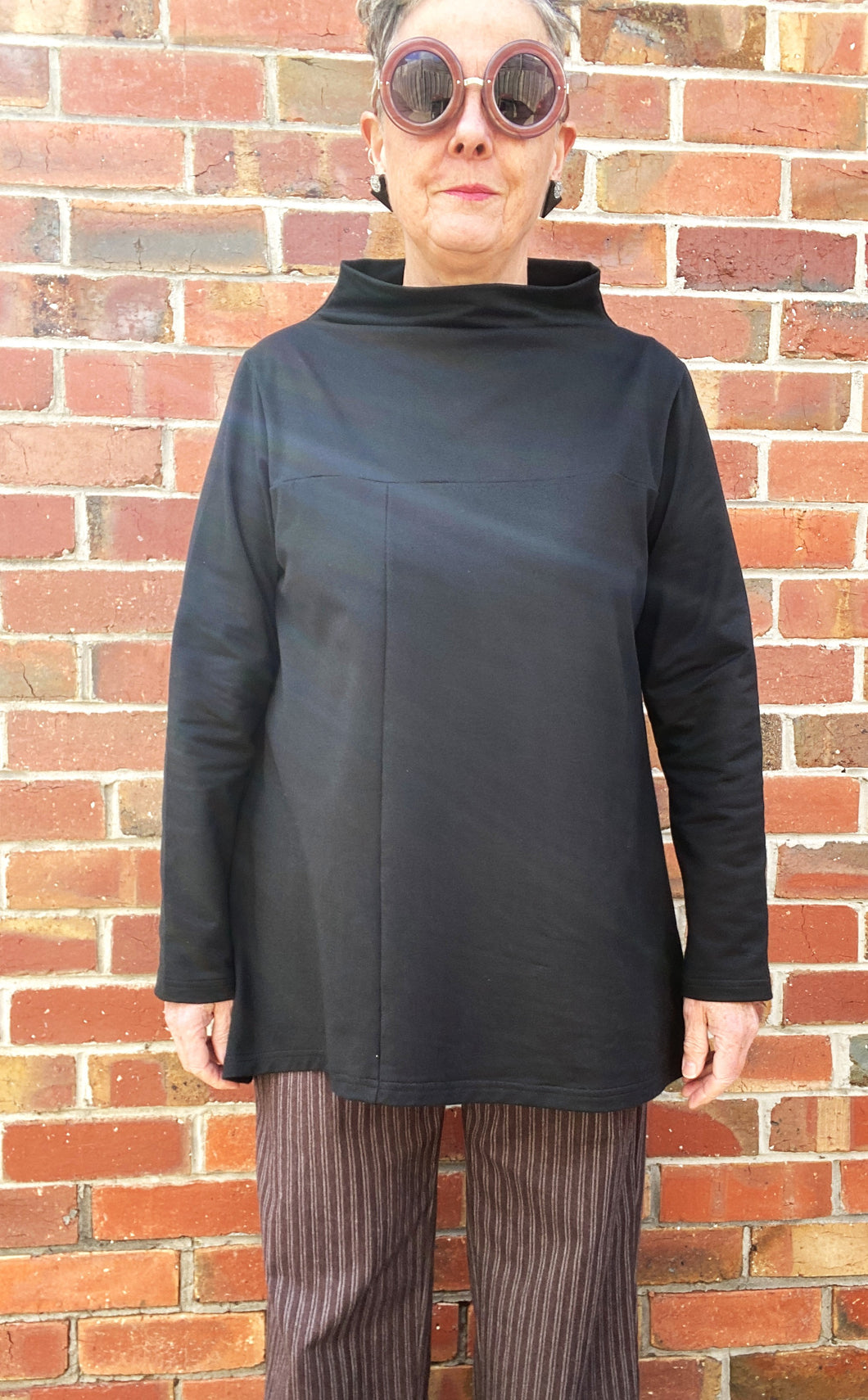 Berserk Points tunic in Charcoal cotton French terry