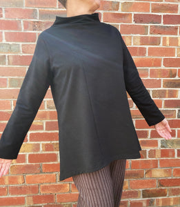 Berserk Points tunic in Charcoal cotton French terry