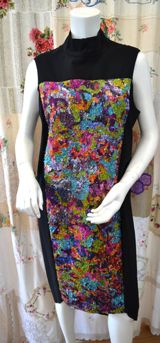 Stretch machine embroidered panel dress