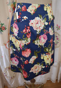 Berserk Navy Bouquet Stretch sateen pocket skirt