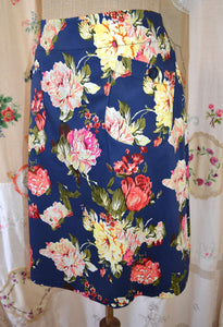 Berserk Navy Bouquet Stretch sateen pocket skirt