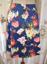 Load image into Gallery viewer, Berserk Navy Bouquet Stretch sateen pocket skirt
