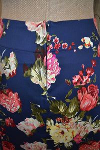 Berserk Navy Bouquet Stretch sateen pocket skirt