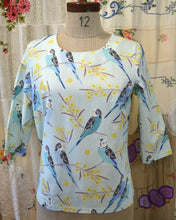 Load image into Gallery viewer, Berserk Budgies cotton linen Keyhole Top