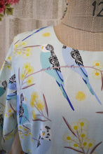 Load image into Gallery viewer, Berserk Budgies cotton linen Keyhole Top