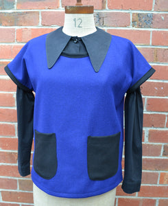 Berserk Rider vest in Royal Blue weave Wool