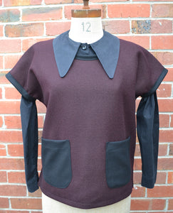Berserk Rider vest in Aubergine Wool
