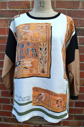 Berserk Aboriginal Bark painting upcycled Tunic S