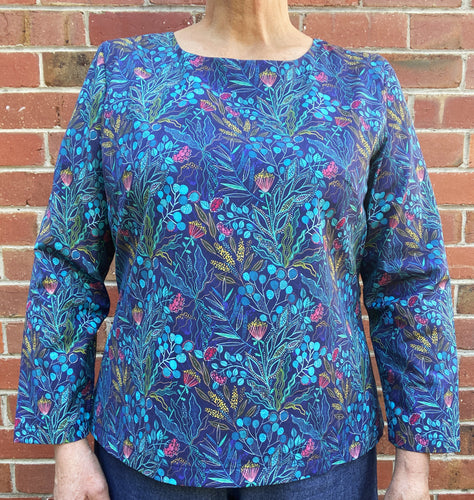 Berserk Blue Earth Keyhole top with long sleeves