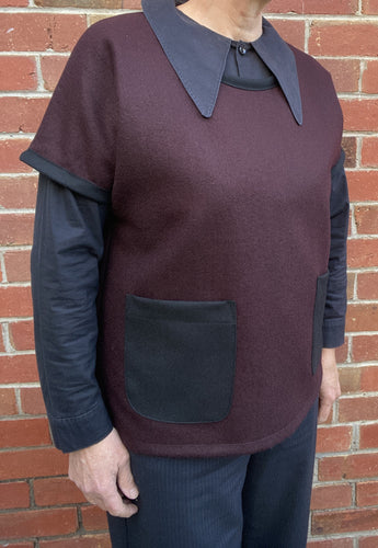 Berserk Rider vest in Aubergine Wool