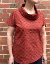 Load image into Gallery viewer, Berserk Roll neck top in Rust Japanese Lattice