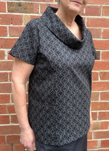 Load image into Gallery viewer, Berserk Roll neck top in Black Japanese Lattice