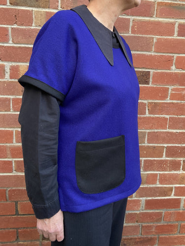 Berserk Rider vest in Royal Blue weave Wool