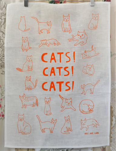 CATS CATS CATS tea towel