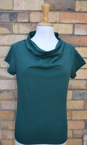 Berserk Bottle Green Cotton Elastane Cowl T Shirt